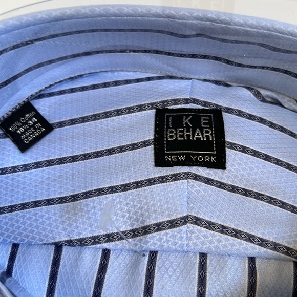 IKE BEHAR FINE HIGH QUALITY MAN SHIRT FRENCH CUFF 100% Cotton Lg 16 1/2x 34 NWT - Picture 5 of 9